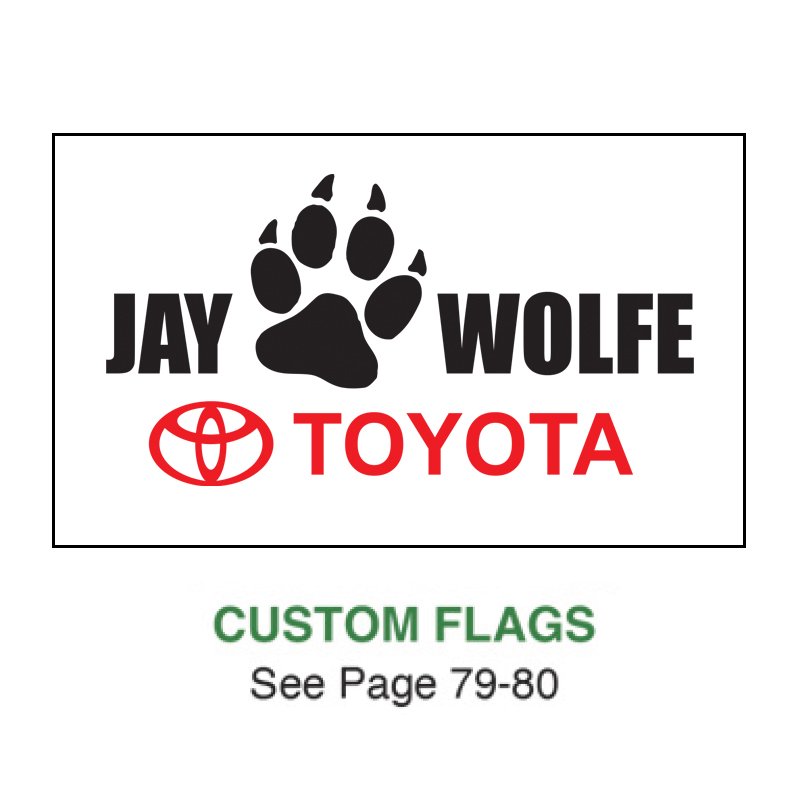 custom Jay Wolfe Toyota flag